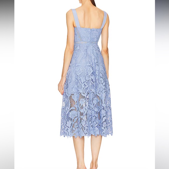 Self Portrait Blue Guipure Lace Midi Dress - Picture 8 of 10